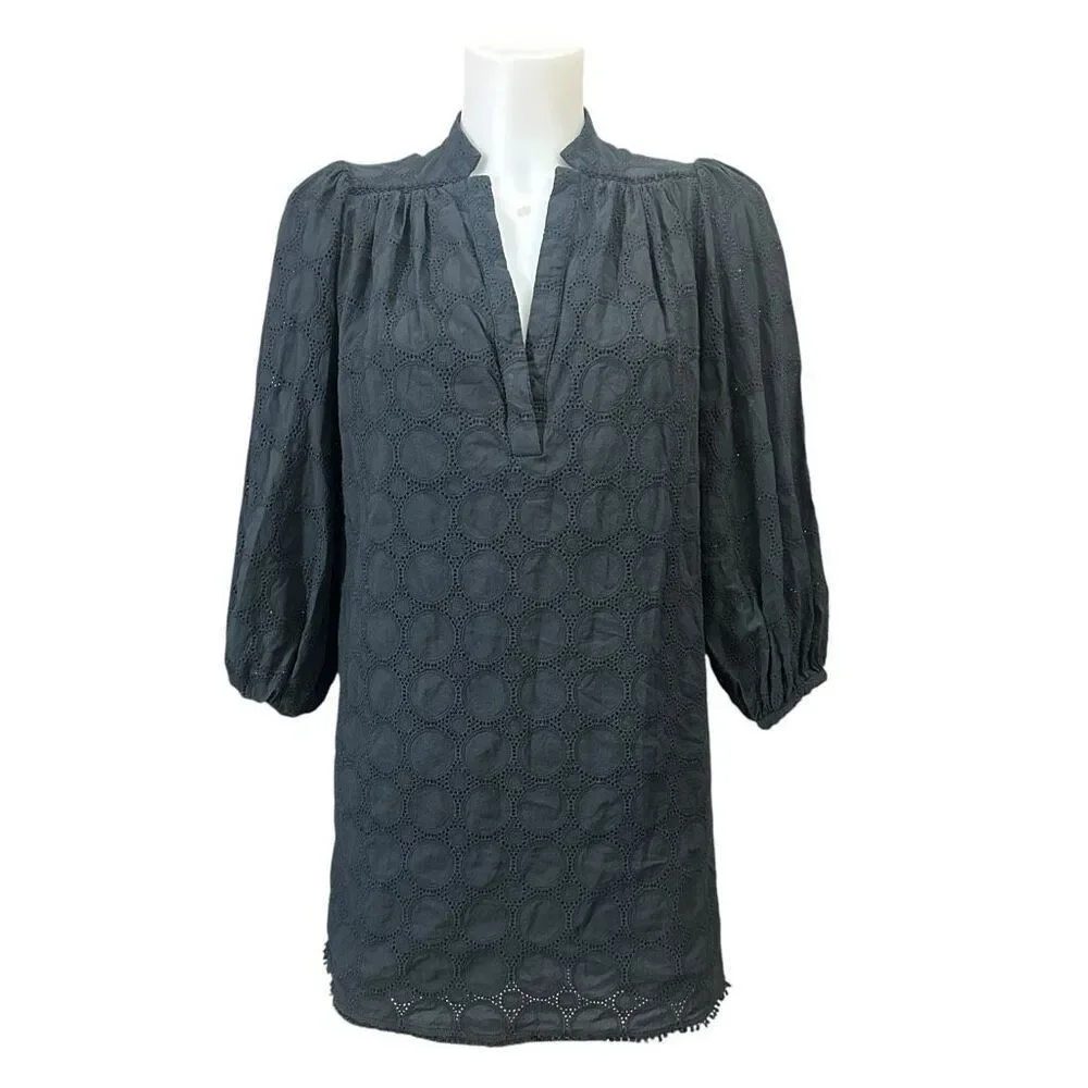Joie Olive Women's Caviar V-Neck Buttoned Cuffs Eyelet Mini Dress size XS - Picture 2 of 8